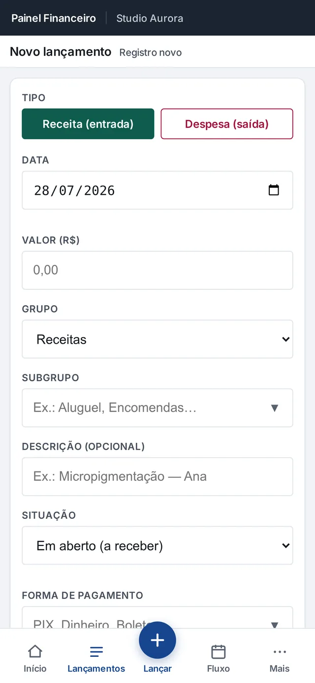 Tela de novo lançamento no celular